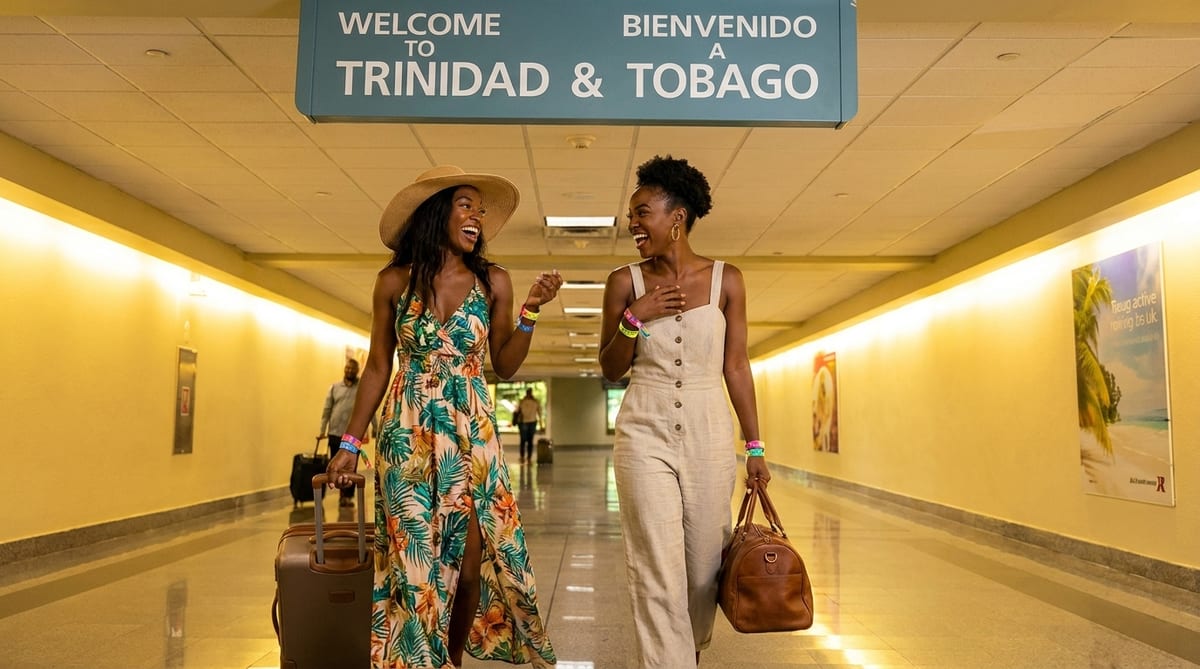 Two women arriving Trinidad airport