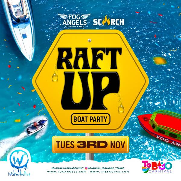 Raft Up Boat Party flyer from Fog Angels and SCORCH, Tuesday, November 3.