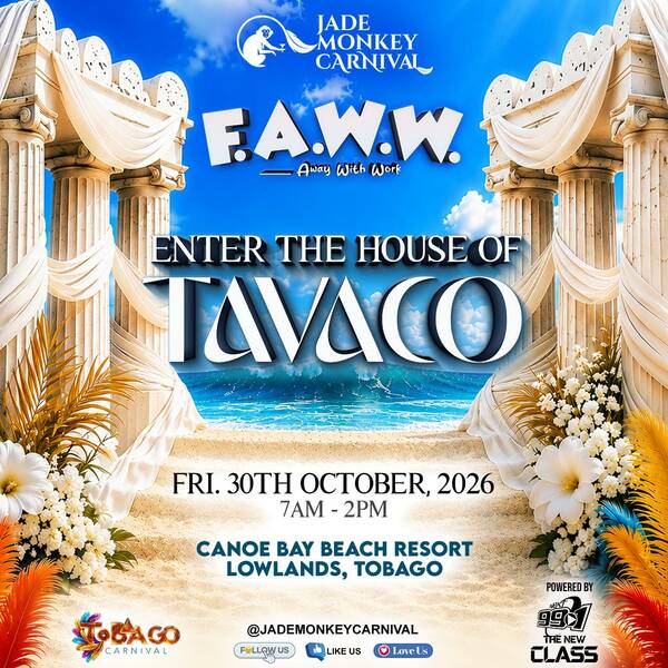 F.A.W.W. 2026: Enter the House of Tavaco flyer, October 30, 7 a.m. to 2 p.m., Canoe Bay Beach Resort, Lowlands, Tobago.