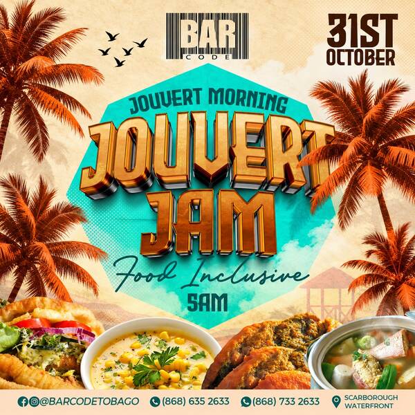 J’ouvert Jam — Tobago Carnival 2026 event flyer.