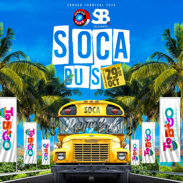 Soca Bus — Tobago Carnival 2026 event flyer.