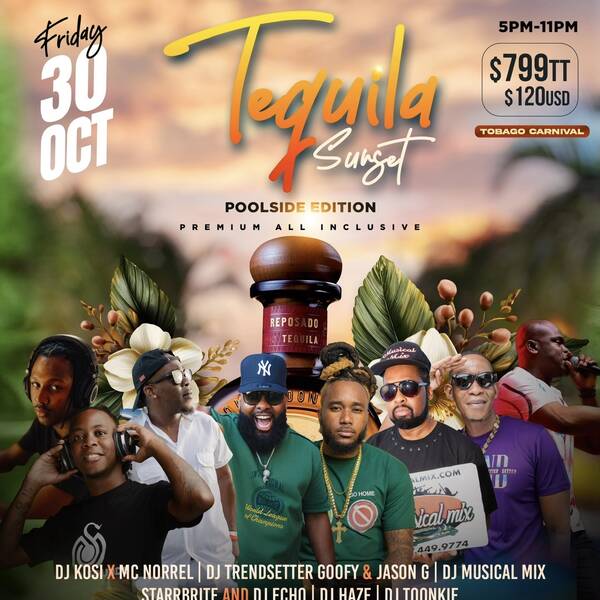 Tequila Sunset 2026 — Tobago Carnival 2026 event flyer.