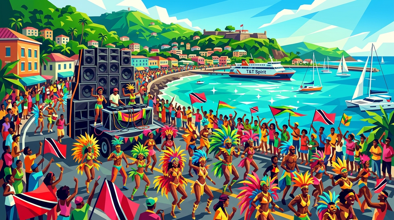 Tobago Carnival 2026 - Packed Mas Band Parade on Scarborough Coastal Road