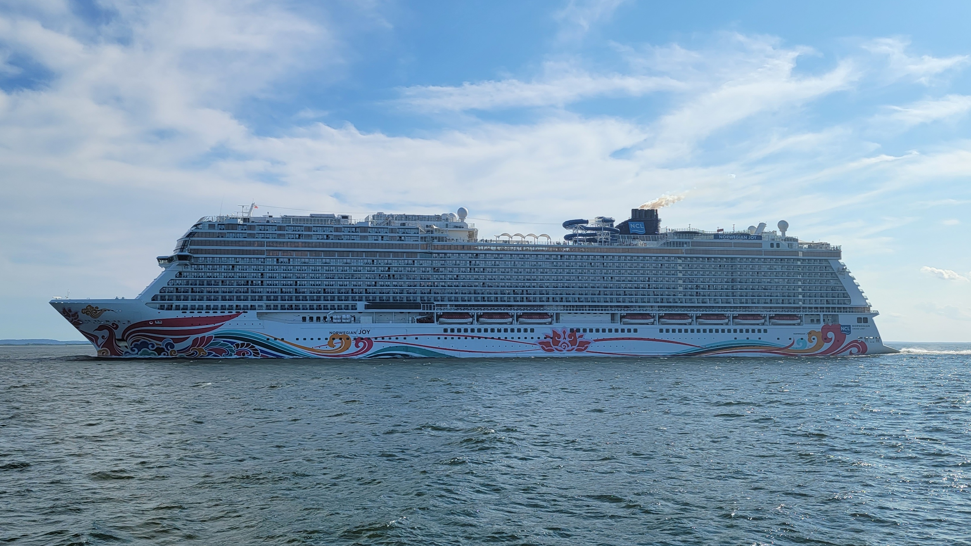 Norwegian Joy cruise ship photographed leaving New York City in 2022